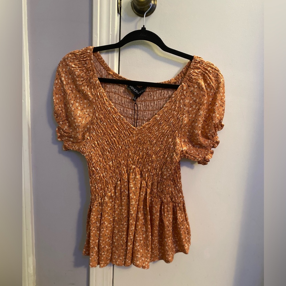 Kendall & Kylie Rust Floral Blouse